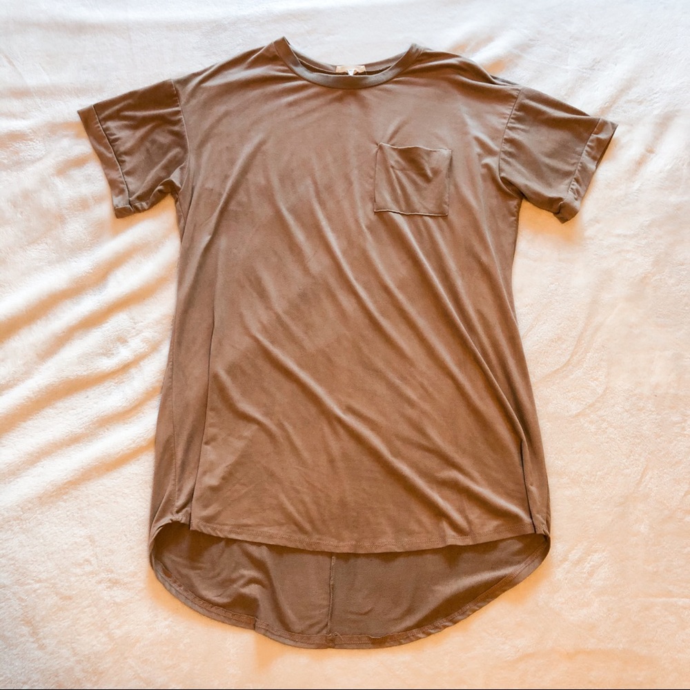 Necessary Clothing | Tan Faux Suede T-shirt Dress